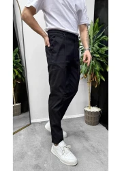 HBT بنطال كتان دوبي بتفاصيل حبل حزام للرجال