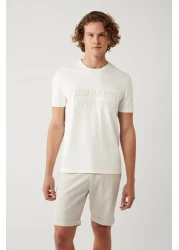 Avva Men's White Crew Neck Printed Interlock T-Shirt A41Y1006