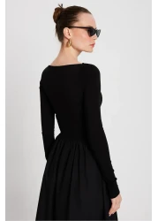 minaaise فستان نسائي محبوك ومنسوج باللون الأسود 29155