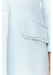  Modest Blue Pearl Detailed Crepe Jacket Trousers Woven Bottom Top Set TCTSS24US00011