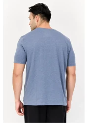 Skechers تي شيرت رجالي رياضي بأكمام قصيرة مناسب للأنشطة الخارجية، أزرق داكن