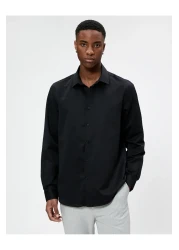 Koton Sports Shirt Slim Fit Classic Collar Long Sleeve Non Iron