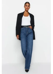  Collection بنطلون جينز أزرق داكن عالي الخصر وواسع الساق TWOAW24JE00074