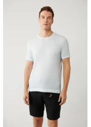 Avva Men's Light Blue Crew Neck Garment Dyed T-Shirt A41Y5074