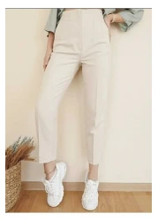 EN MODA STORE Carrot Leg Classic Stylish Women's Beige Trousers