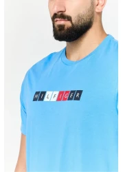 Tommy Hilfiger Men Crew Neck Short Sleeves Brand Logo T-Shirt, Slate Bule