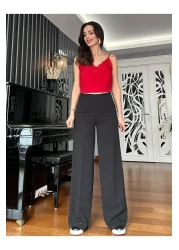 Atelier Derin بنطلون أسود عالي الخصر واسع القطع