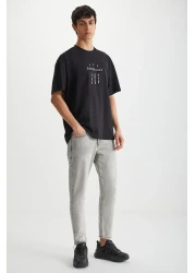 GRIMELANGE RAMADANP017 Men's 100% Cotton Crew Neck Printed Black T-Shirt