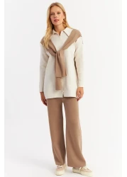 Cool & Sexy Camel Colored Women's Knitwear Cardigan and Bottom Set - Nuv20