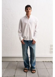 GIESTO Oversized Draped Light Linen Shirt