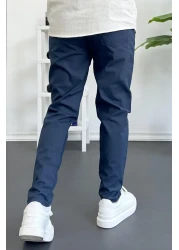 Edwox بنطال رياضي ضيق الساق للرجال باللون الأزرق الداكن Edw384