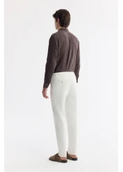Avva Men's Off White Relaxed Fit Waist Lace-Up Linen Blend Chino Pants B003036