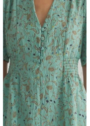  Collection Green Floral A-Line Gipeli Midi Woven Dress Twoss25El00115