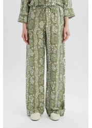 Defacto بنطلون بالازو مريح واسع الساق واسع الساق منقوش عالي الخصر C4042ax25sp