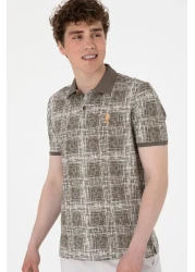 U.S. Polo Assn. Men's Regular Fit Polo Neck Mink Patterned T-Shirt 50299641-Vr052