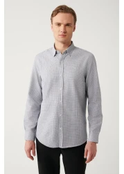 Avva Men's Black Buttoned Collar Cotton Easy-Iron Shirt A32Y2089