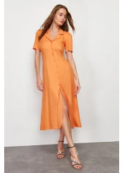  Collection Orange Midi Woven Shirt Dress TWOSS24EL00448