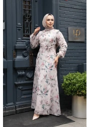 Neva Style فستان حجاب بيج منقوش بالزهور 279915 بيج