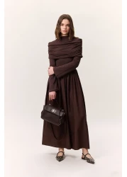 Manuka Brown Long Dress Wide Etelik