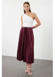  Collection Plum Pleated Maxi Skirt Twoss24Et00041
