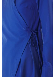  Modest Saks Double Breasted Closure Pleated Cotton Woven Dress Tctss25Eb00065