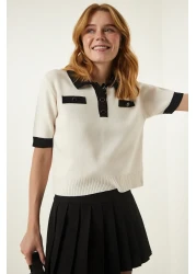 Happiness İstanbul Women's Cream Polo Neck Knitwear Blouse YY00197