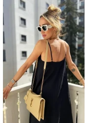 MOLLYMORE فستان أسود طويل من قماش إيروبين مع حمالات قابلة للتعديل