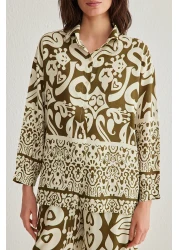  Collection Khaki Woven Bottom-Top Set Twoss24Au00082