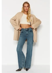  Collection جينز أزرق عتيق ذو تأثير شاحب عالي الخصر وواسع الساق TWOAW24JE00089