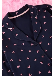  Collection طقم بيجامة محبوكة باللون الأزرق الداكن - 100% قطن THMAW24PT00103