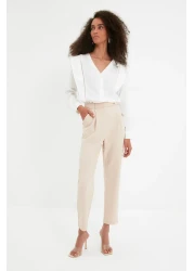  Collection بنطال من القماش المنسوج باللون البيج TWOAW22PL0363