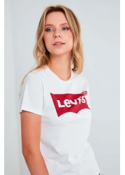 Levi's تي شيرت أبيض بشعار Housemark للسيدات - 17369-1310