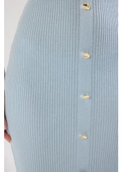  Collection Blue Midi Belted Knitwear Dress Twoss25El00307