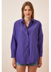 Happiness İstanbul Women's Purple Oversize Long Basic Shirt DD00842