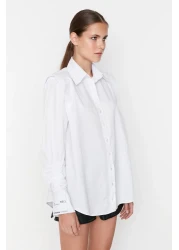  Collection Sagaza Studio Poplin Shirt - White, Drawstring Detail, Woven TPRAW22GO1191