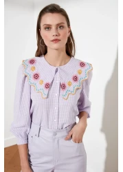  Collection Lilac Embroidered - Seersucker Regular Shirt TWOSS21GO0232