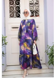 LOCCO Women's Galaxy Patterned Dress Purple