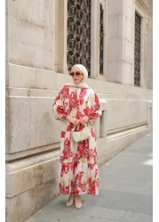 LOCCO Women's Print Patterned Dress Red