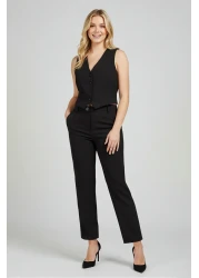  Collection Black Basic Cigarette Narrow Leg Woven Fabric Trousers Twoss19St0038