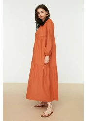  Modest Cinnamon Gather Detailed Cotton Wide Fit Woven Dress TCTSS21EL3470