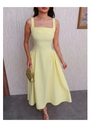 ESRAHELVACI Square Neck Thick Strap Midi Dress