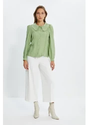  Collection Baby Collar Mint Lace Detailed Shirt - Regular Fit, Woven, TWOSS21GO0035