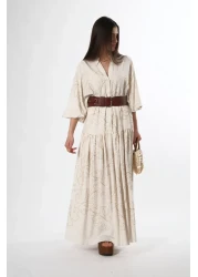 ABBRA Women's Judge Collar Balloon Sleeve Casual Dress