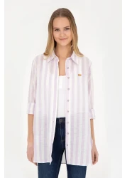 U.S. Polo Assn. Lilac Linen Look Women's Shirt - Long Sleeve50288408-VR034