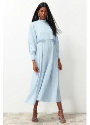  Modest Light Blue Aller Piece Detail Woven Dress Tctss24Eb00190