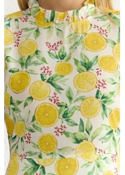  Collection Yellow Floral Ruffles Midi Woven Dress Twoss20El0894