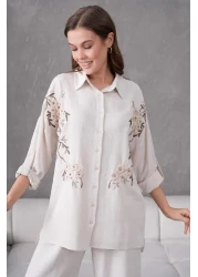 BURRASCA Embroidered Stone Linen Suit