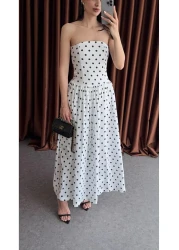 HAZELANNA فستان منقط بدون حمالات