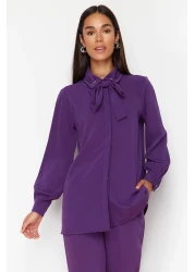  Modest Purple Bird Eye Detailed Aerobin Woven Lower Upper Set TCTSS24US00054