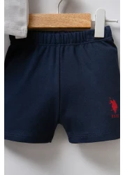 U.S. Polo Assn. طقم تي شيرت قطني للأطفال الرضع مكون من قطعتين بأكمام قصيرة